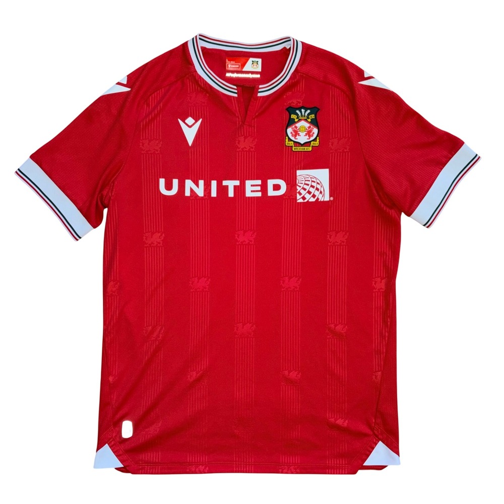 Macron Wrexham AFC Home Jersey Red United Airlines Soccer Shirt Mens Large